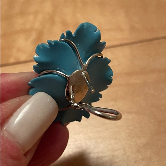 Cathy Waterman Turquoise Enamel & Diamond Flower Earrings - Picture 6 of 8